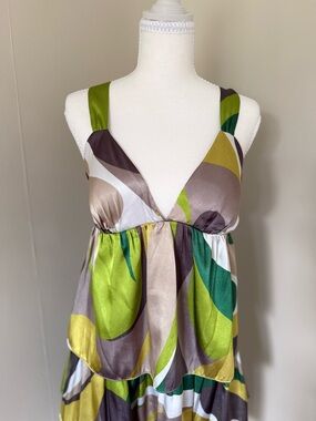 Y2K Vintage 2000s Colorful Alyn Paige New York Tiered Frills Mini Dress (S/5-6)